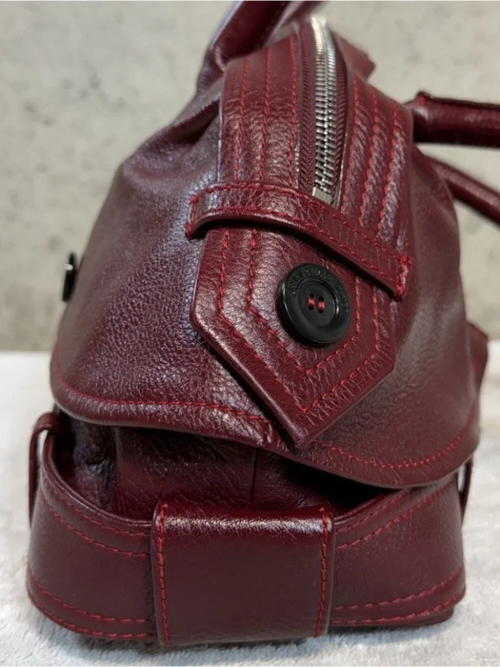 Jean Paul Gaultier Vintage Y2K Trench Coat Burgundy Leather Handbag Purse